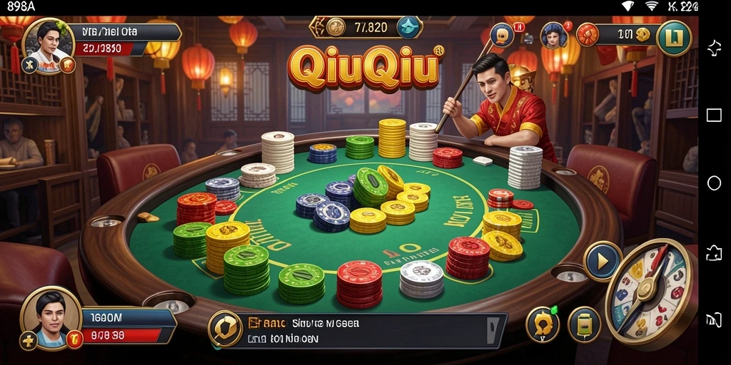 Screenshot menunjukkan aksi seru dalam permainan QiuQiu.