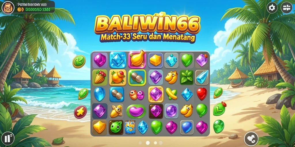 Tampilan gameplay seru BALIWIN66 dengan tantangan Match-3.