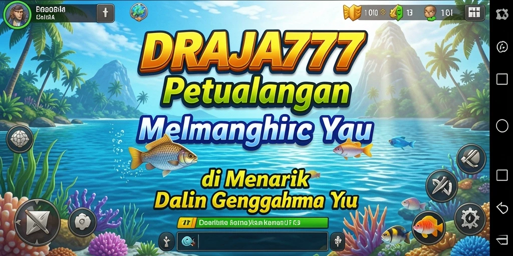 Screenshot gameplay <strong>DRAJA777</strong> menampilkan aksi memancing yang seru dan lokasi yang indah.