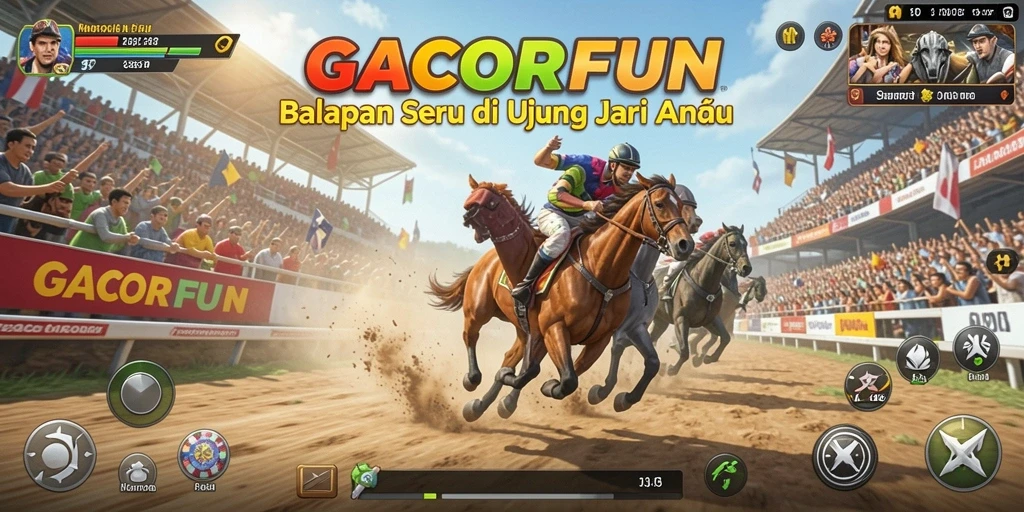 Gameplay GACORFUN yang mendebarkan di lintasan balap.