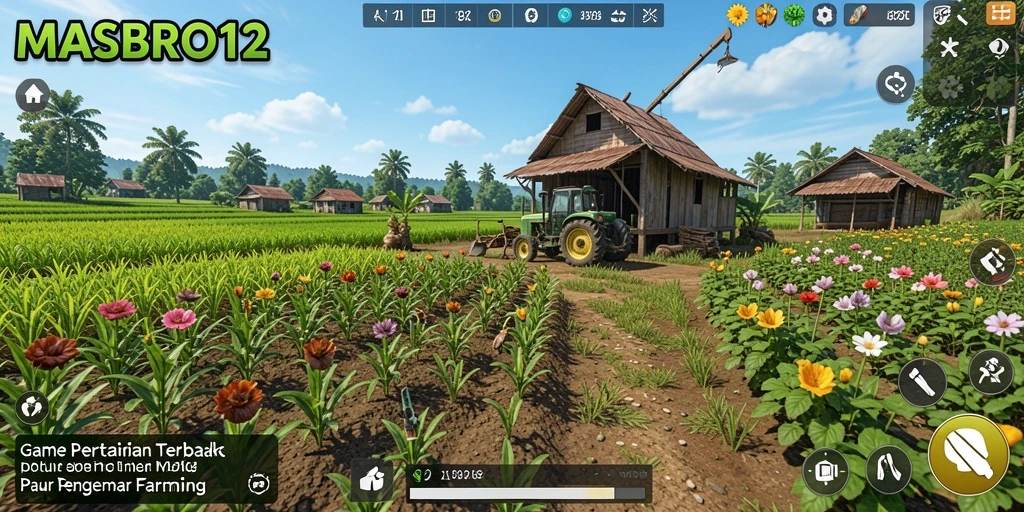 Screenshot MASBRO12 menampilkan proses bertani yang seru dan interaktif.