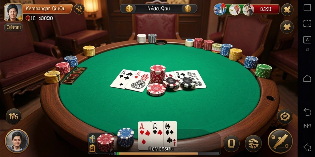 Gameplay seru dalam permainan QiuQiu N06 dengan pemain yang terlibat.