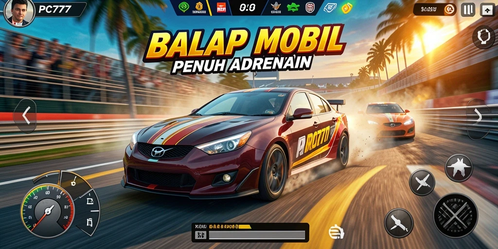 Tampilan epik dari balapan mobil di PC777.